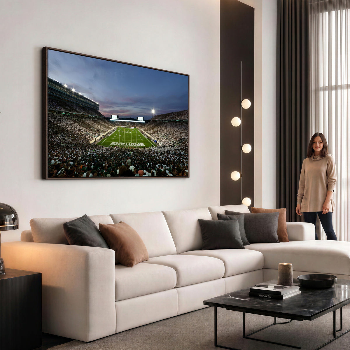 90831-PAN-FL-20X10 - Michigan State Spartans Football Team Print - East Lansing Spartan Stadium Canvas Print