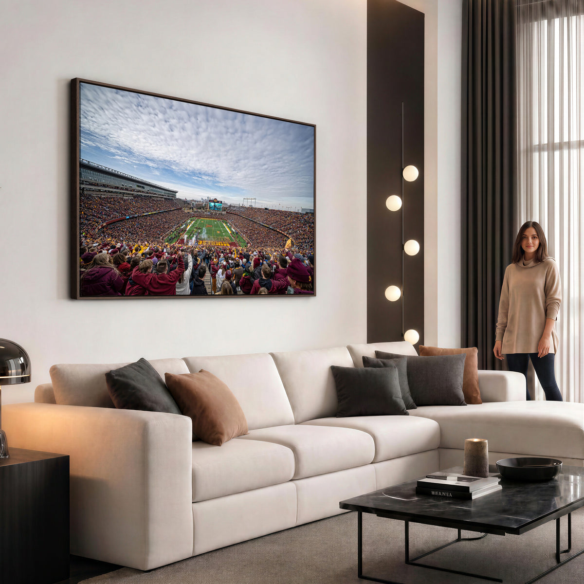 38459-PAN-FL-20X10 - University of Minnesota Golden Gophers Football Team Print - Minneapolis Huntington Bank Stadium Art