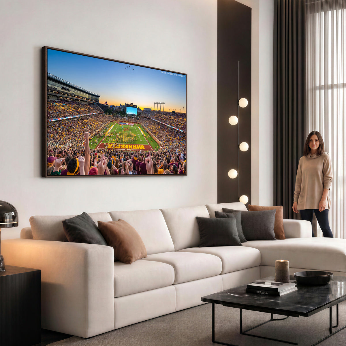 63452-PAN-FL-20X10 - University of Minnesota Golden Gophers Football Team Print - Minneapolis Huntington Bank Stadium