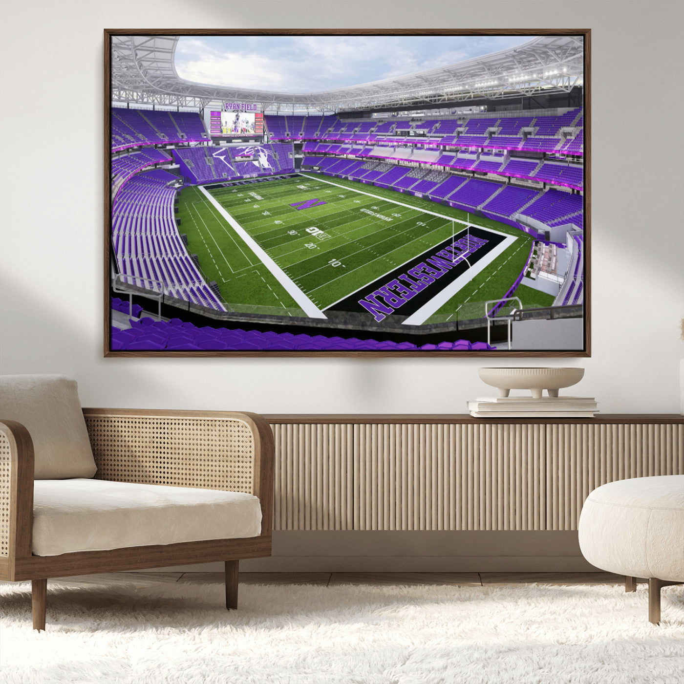 MGV-FC-36X24 - Northwestern University Wildcats Football Team Print - Evanston Ryan Field Wall Art Canvas Print