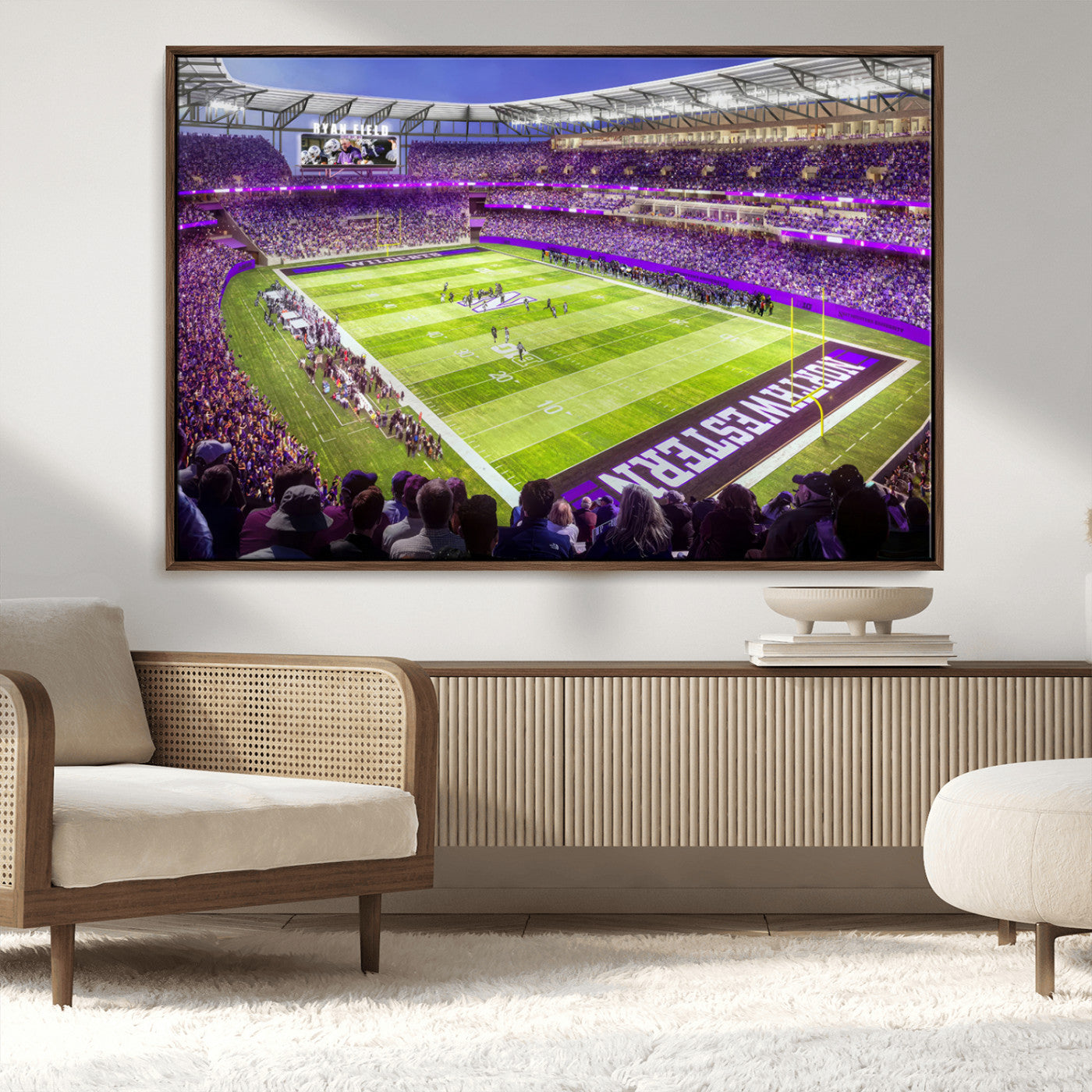 MGV-FC-36X24 - Northwestern University Wildcats Football Team Print - Evanston Ryan Field Wall Art Canvas Print
