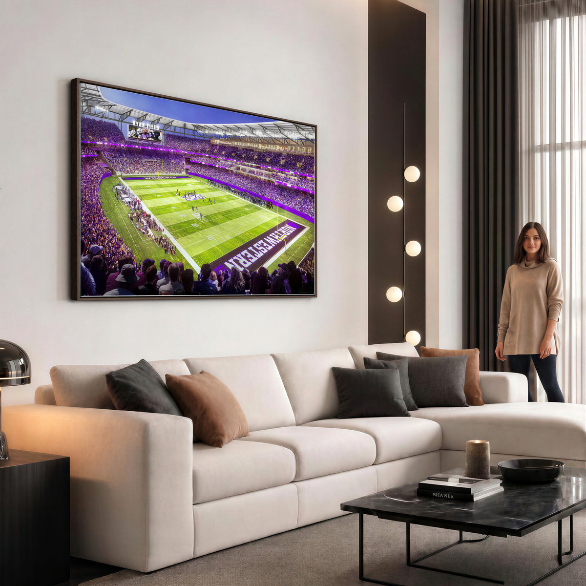 81245-MGV-CV-36X24 - Northwestern University Wildcats Football Team Print - Evanston Ryan Field Wall Art Canvas Print