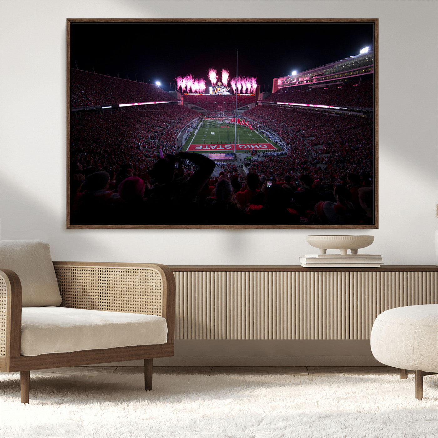 MGV-FC-36X24 - Ohio State University Buckeyes Football Team Print - Columbus Ohio Stadium Wall Art Canvas Print