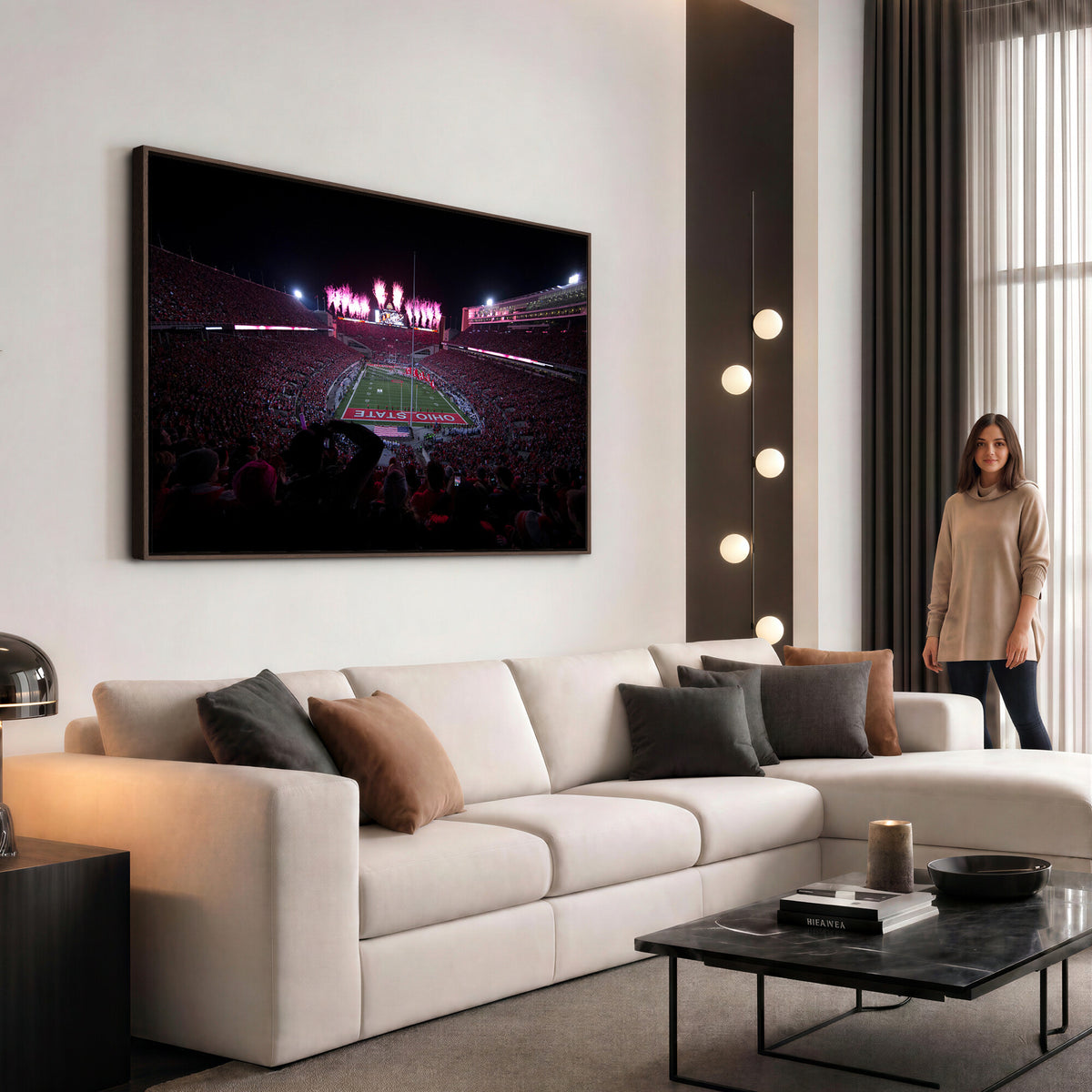20483-PAN-FL-20X10 - Ohio State University Buckeyes Football Team Print - Columbus Ohio Stadium Wall Art Canvas Print