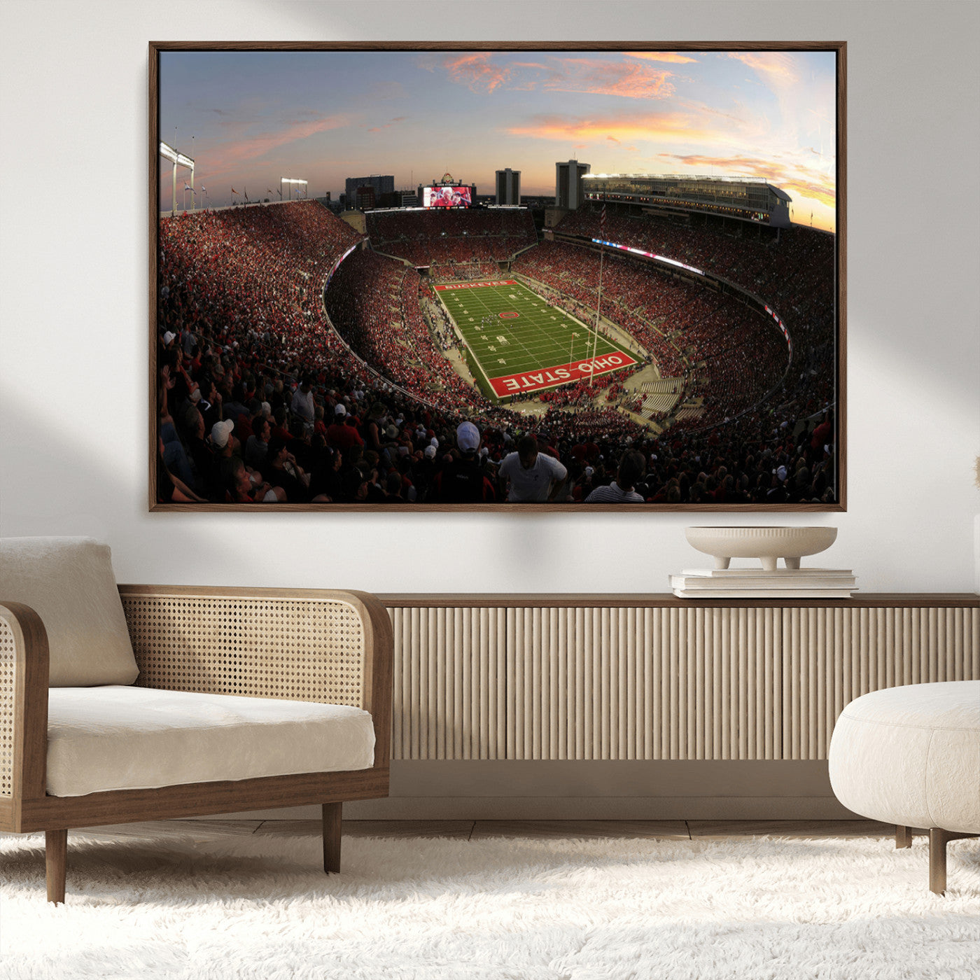MGV-FC-36X24 - Ohio State University Buckeyes Football Team Print - Columbus Ohio Stadium Wall Art Canvas Print