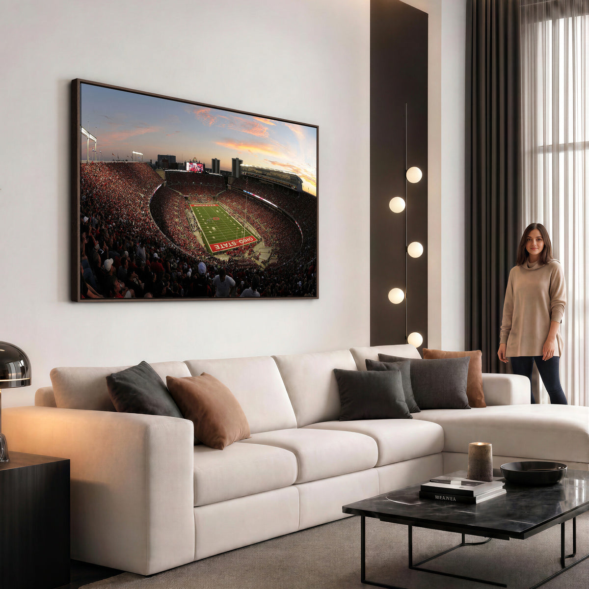 28825-PAN-FL-20X10 - Ohio State University Buckeyes Football Team Print - Columbus Ohio Stadium Wall Art Canvas Print