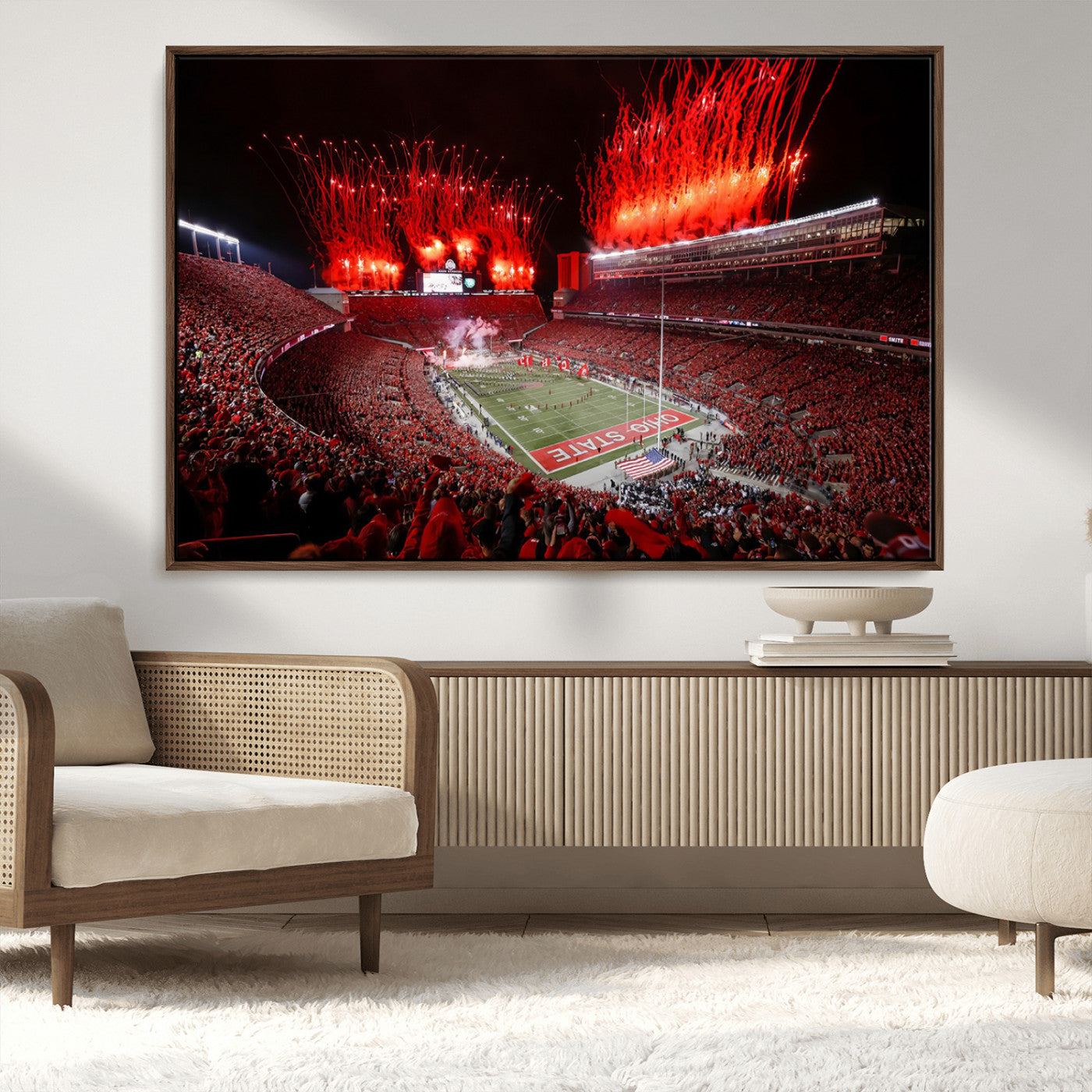 MGV-FC-36X24 - Ohio State University Buckeyes Football Team Print - Columbus Ohio Stadium Wall Art Canvas Print
