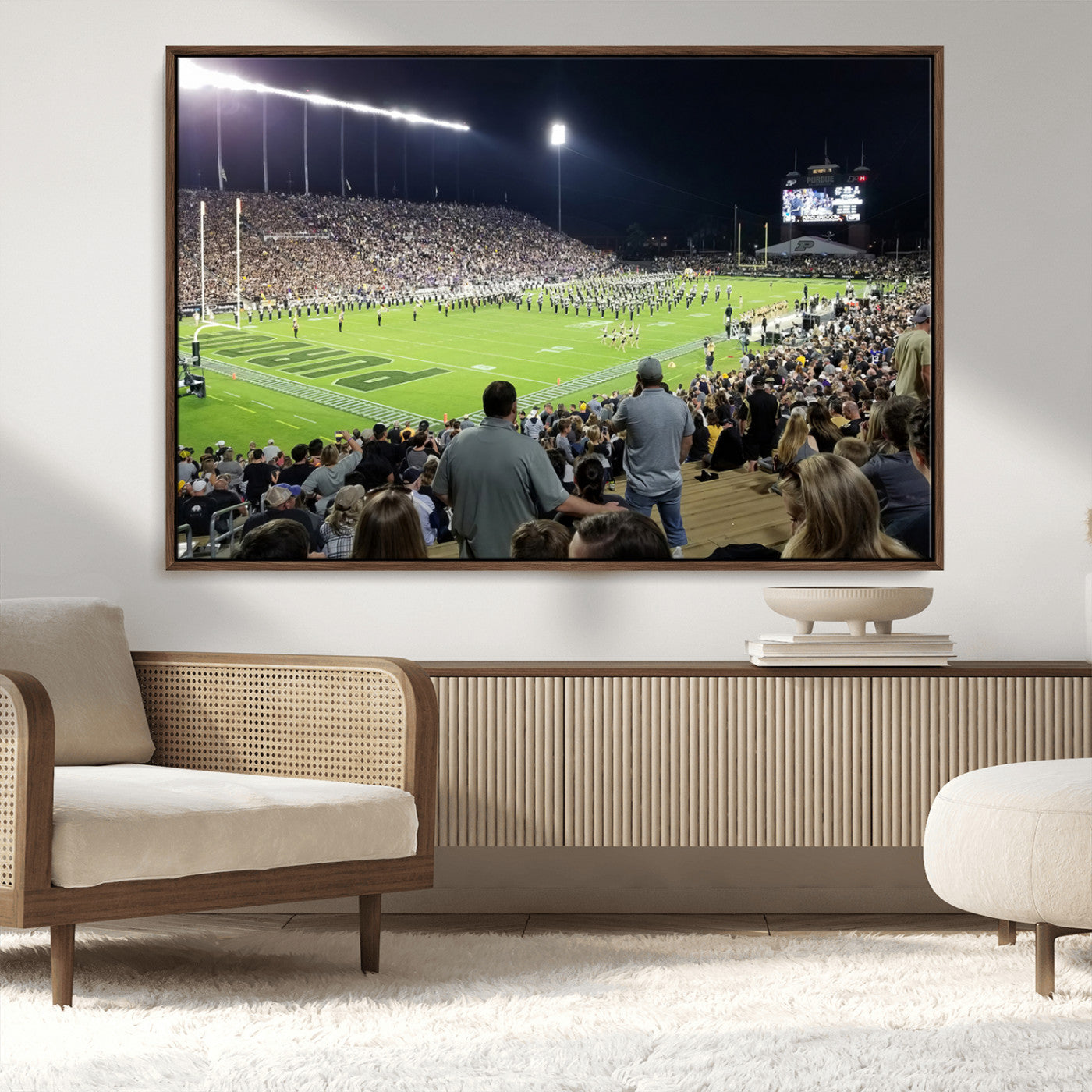 MGV-FC-36X24 - Purdue University Boilermakers Football Team Print - West Lafayette Ross-Ade Stadium Wall Art Canvas