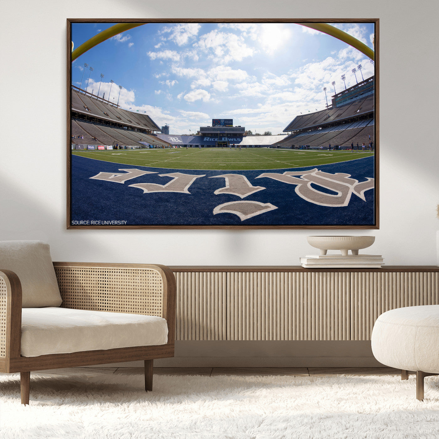 MGV-FC-36X24 - Rice University Owls Football Team Print - Houston Rice Stadium Wall Art Canvas Print