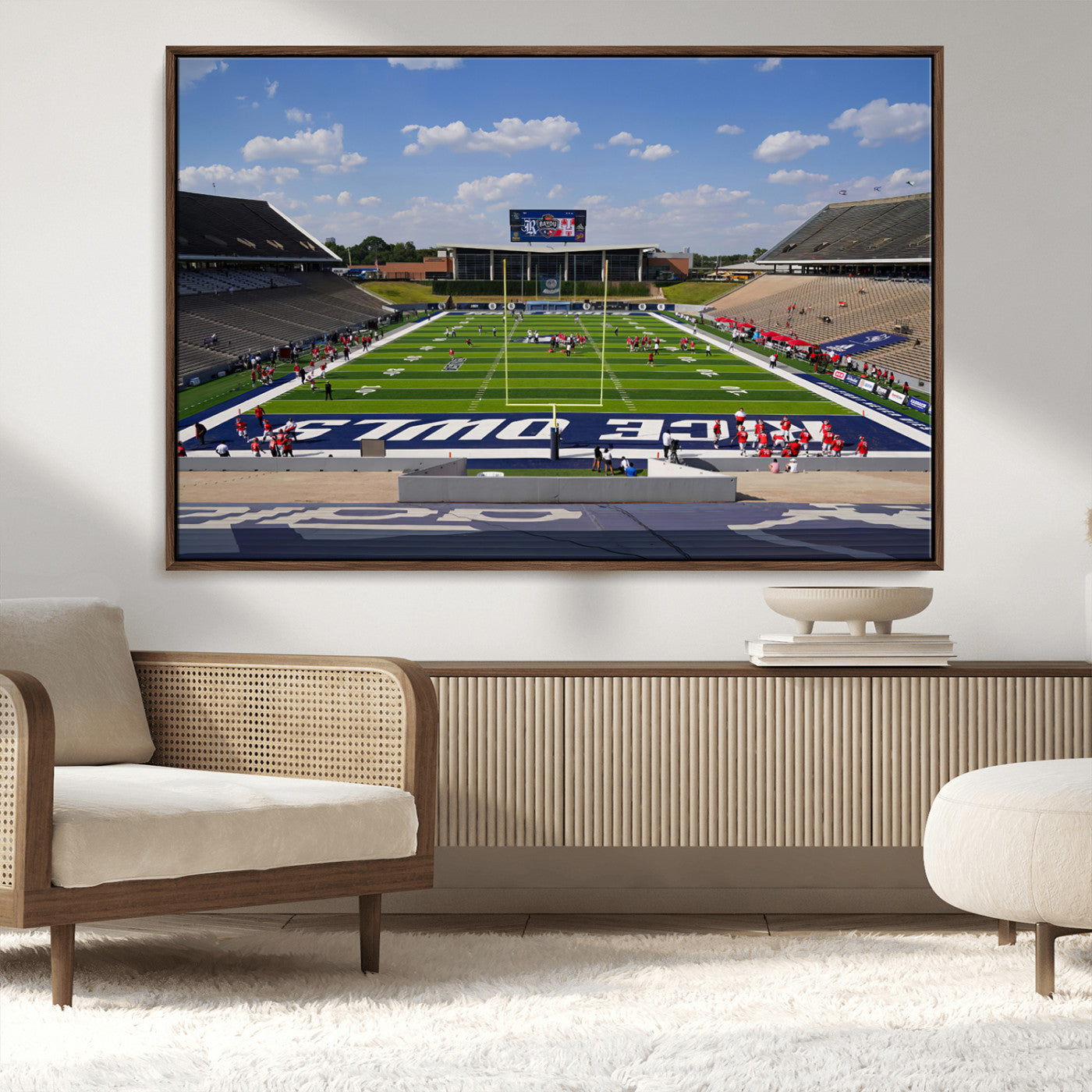 MGV-FC-36X24 - Rice University Owls Football Team Print - Houston Rice Stadium Wall Art Canvas Print