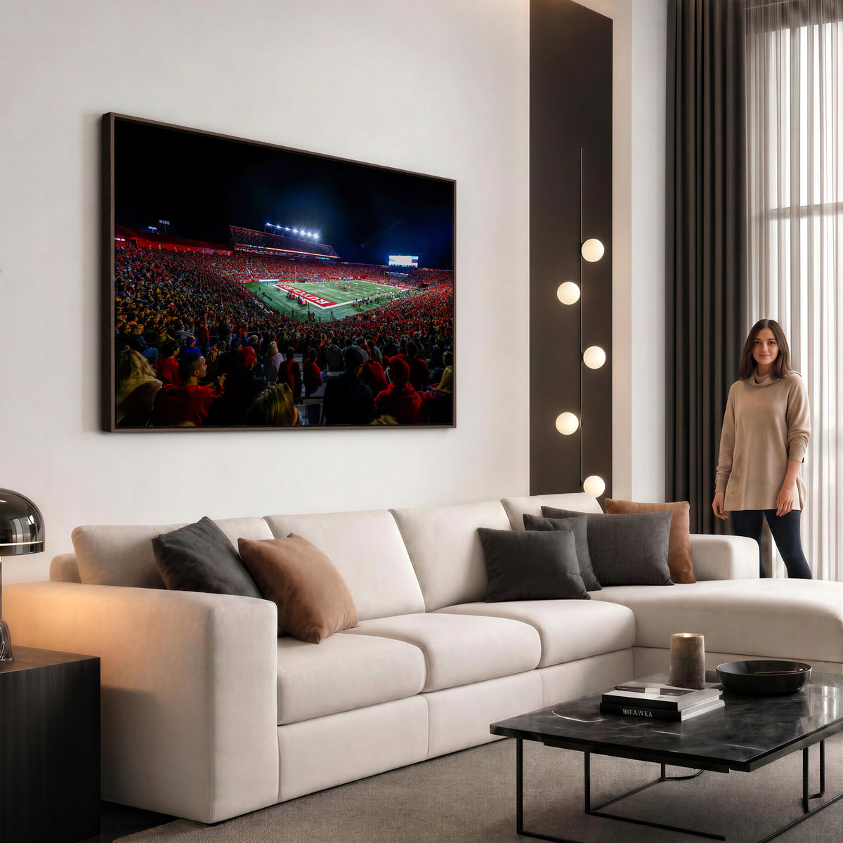 18115-PAN-FL-20X10 - Rutgers Scarlet Knights Football Team Print - SHI Stadium, Piscataway Wall Art Canvas Print