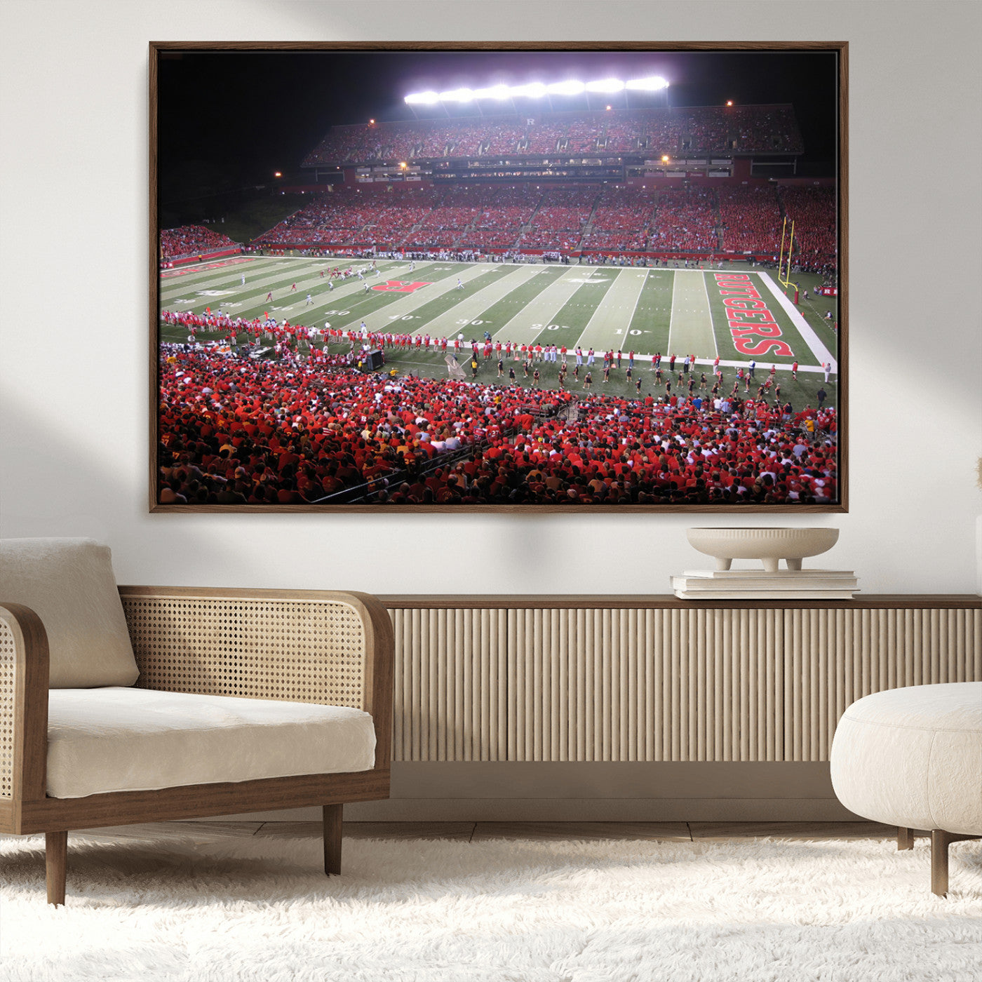 MGV-FC-36X24 - Rutgers University Scarlet Knights Football Team Print - Piscataway SHI Stadium Wall Art Canvas