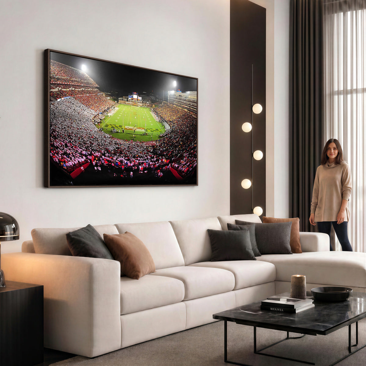 12091-PAN-FL-20X10 - University of Maryland Terrapins Football Team Print - College Park SECU Stadium Wall Art Canvas