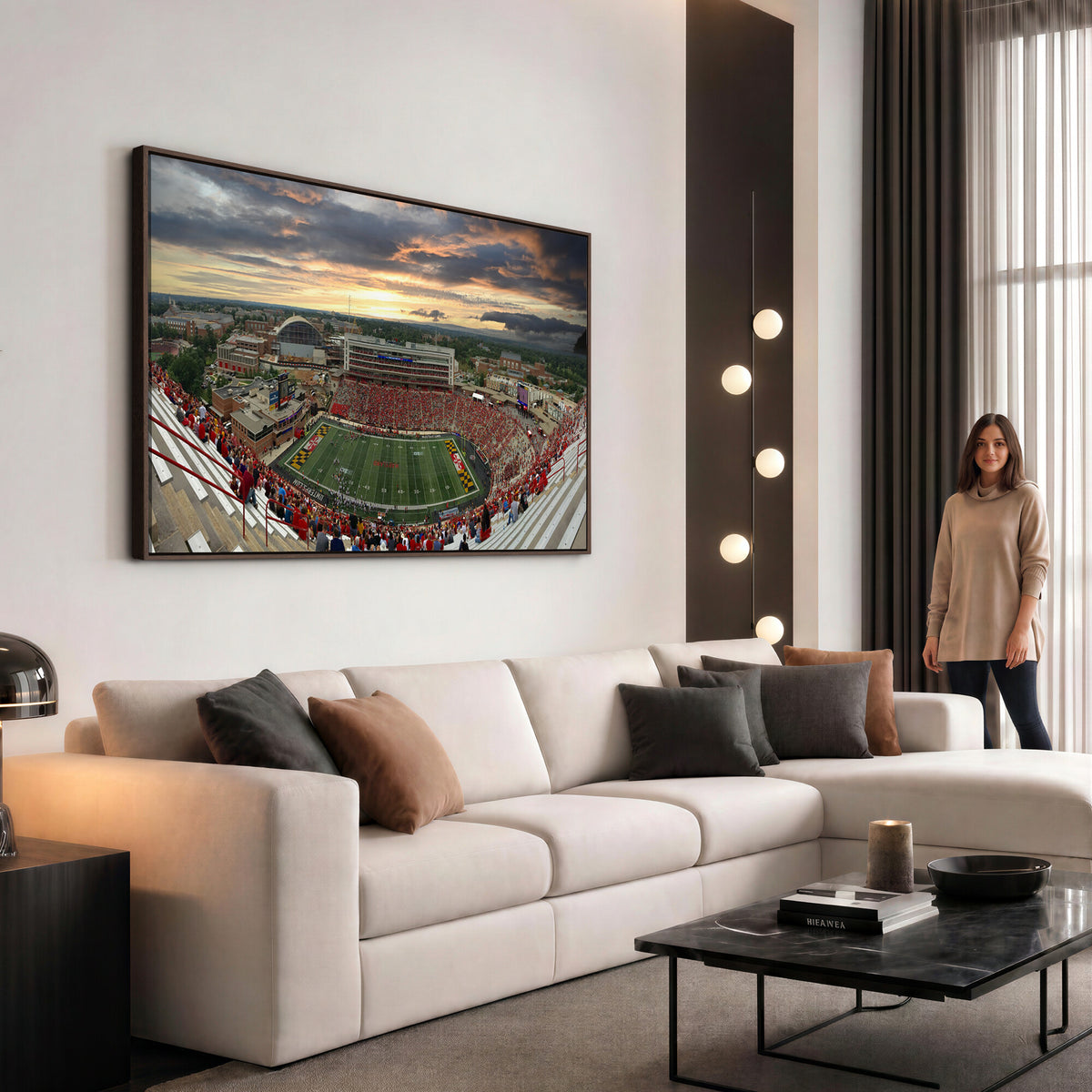 29993-PAN-FL-20X10 - University of Maryland Terrapins Football Team Print - College Park SECU Stadium Wall Art Canvas