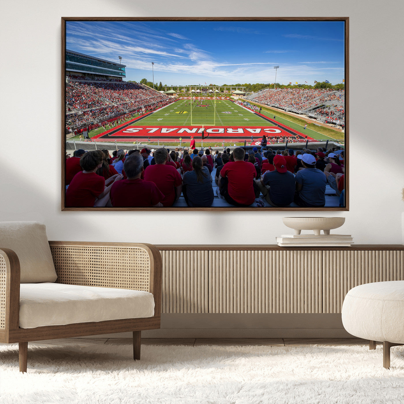 MGV-FC-36X24 - Ball State Cardinals Football Team Print - Muncie Scheumann Stadium Wall Art Canvas Print