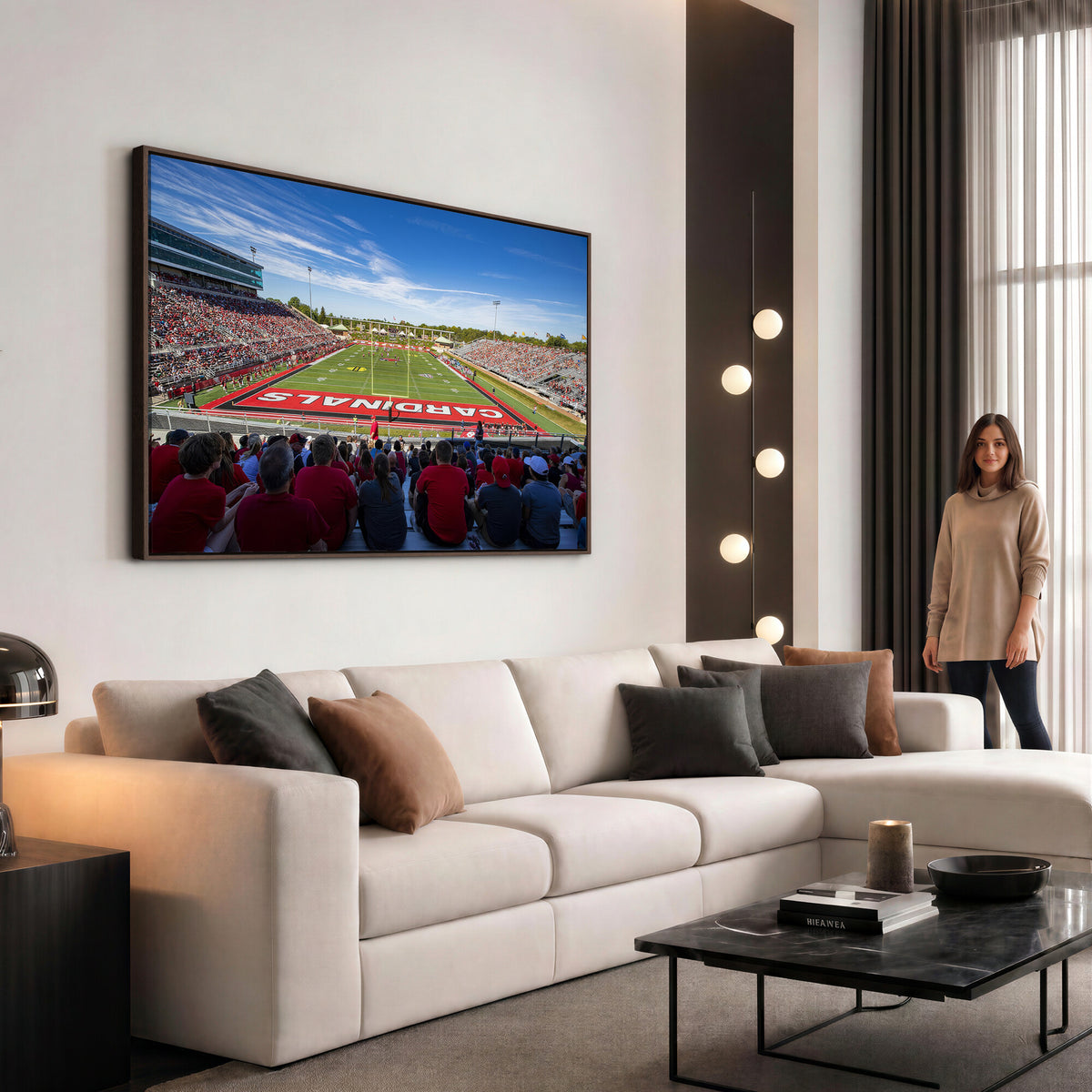 71475-PAN-FL-20X10 - Ball State Cardinals Football Team Print - Muncie Scheumann Stadium Wall Art Canvas Print