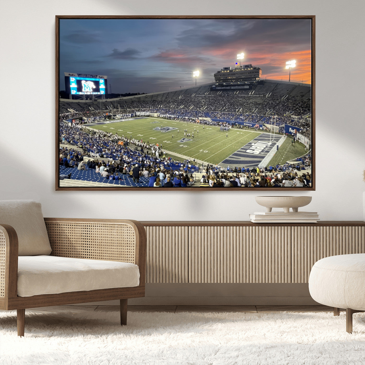 MGV-FC-36X24 - Memphis Tigers Football Team Print - Memphis Simmons Bank Liberty Stadium Wall Art Canvas Print