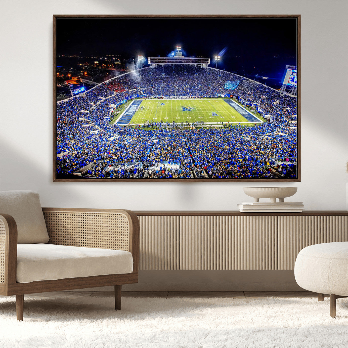 MGV-FC-36X24 - University of Memphis Tigers Football Team Print - Memphis Simmons Bank Liberty Stadium Wall Art