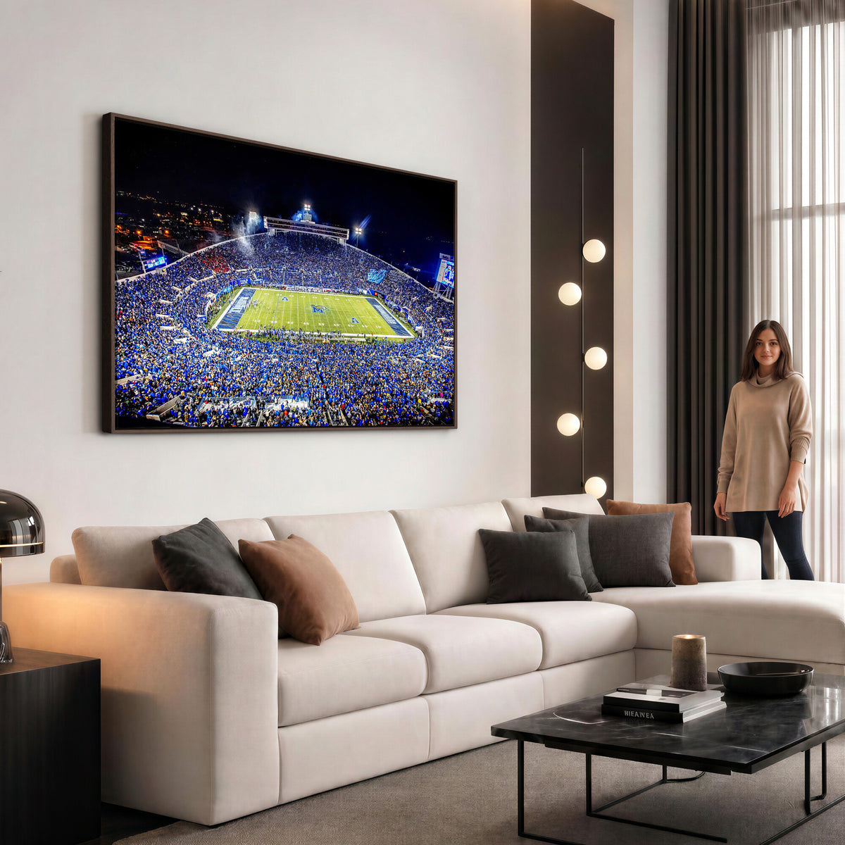 11665-PAN-FL-20X10 - University of Memphis Tigers Football Team Print - Memphis Simmons Bank Liberty Stadium Wall Art
