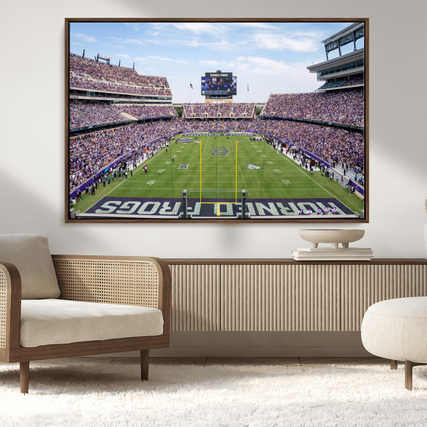 MGV-FC-36X24 - TCU Horned Frogs Football Team Print - Fort Worth Amon G. Carter Stadium Wall Art Canvas Print