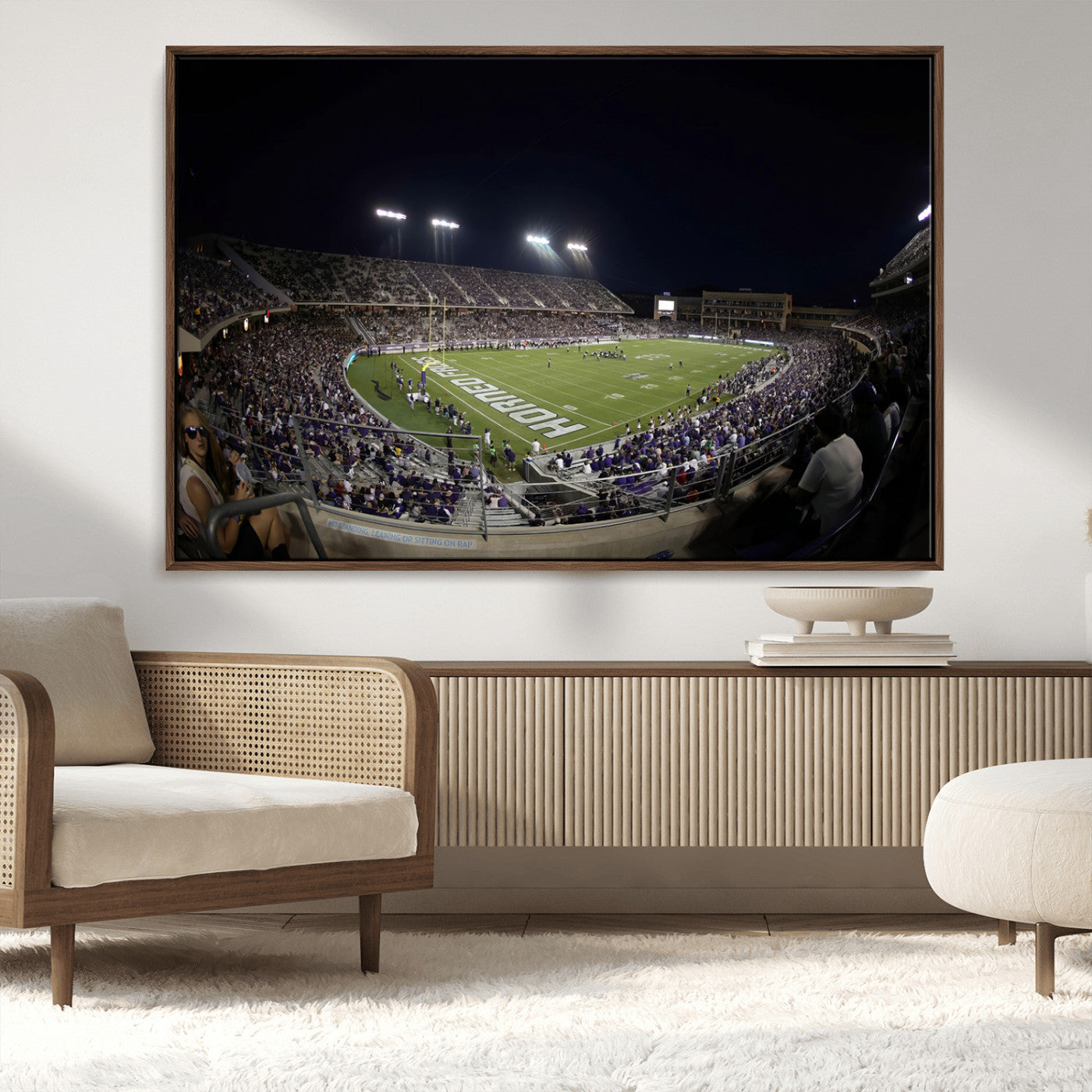 MGV-FC-36X24 - TCU Horned Frogs Football Team Print - Fort Worth Amon G. Carter Stadium Wall Art Canvas Print.