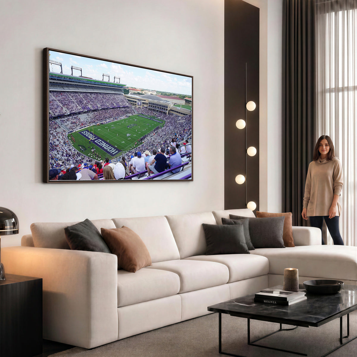 95139-MGV-CV-36X24 - The Texas Christian University TCU Horned Frogs Football Team Print, Fort Worth
