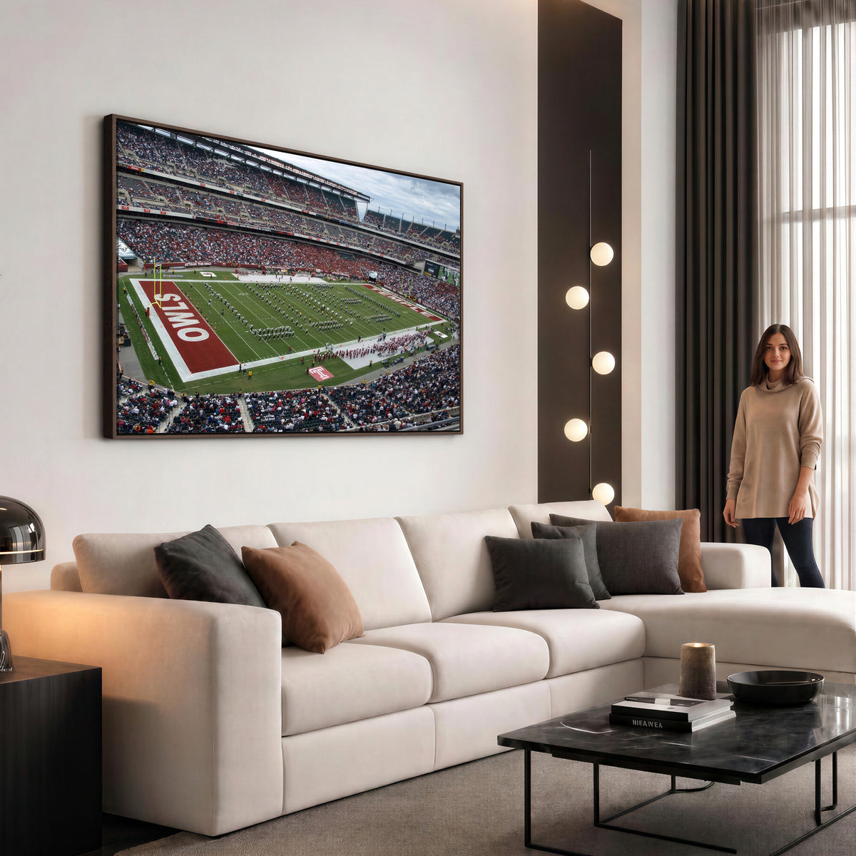 15310-PAN-FL-20X10 - The Temple University Owls Athletics Team Print - Philadelphia Lincoln Financial Field Stadium Wall