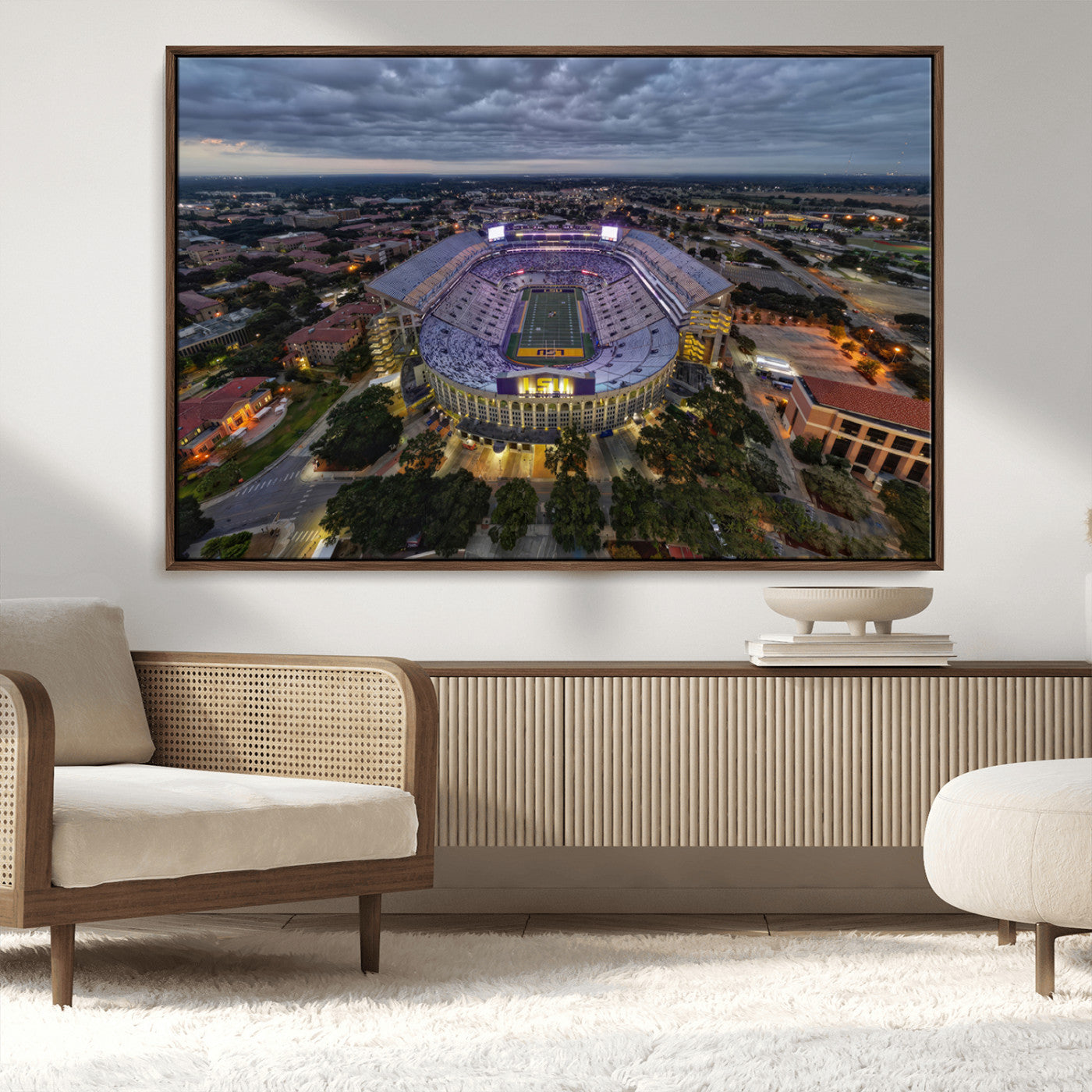 MGV-FC-36X24 - The Louisiana State University Tigers Football Team Print - Baton Rouge Tiger Stadium Wall Art
