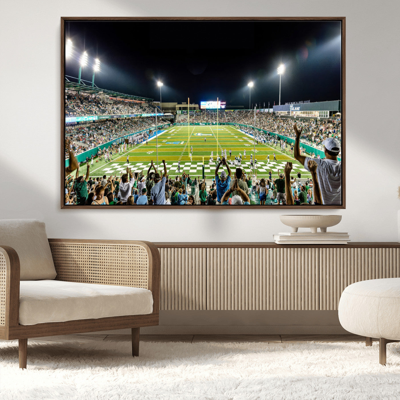 MGV-FC-36X24 - The Tulane University Green Wave Football Team Print - New Orleans Yulman Stadium Wall Art Canvas