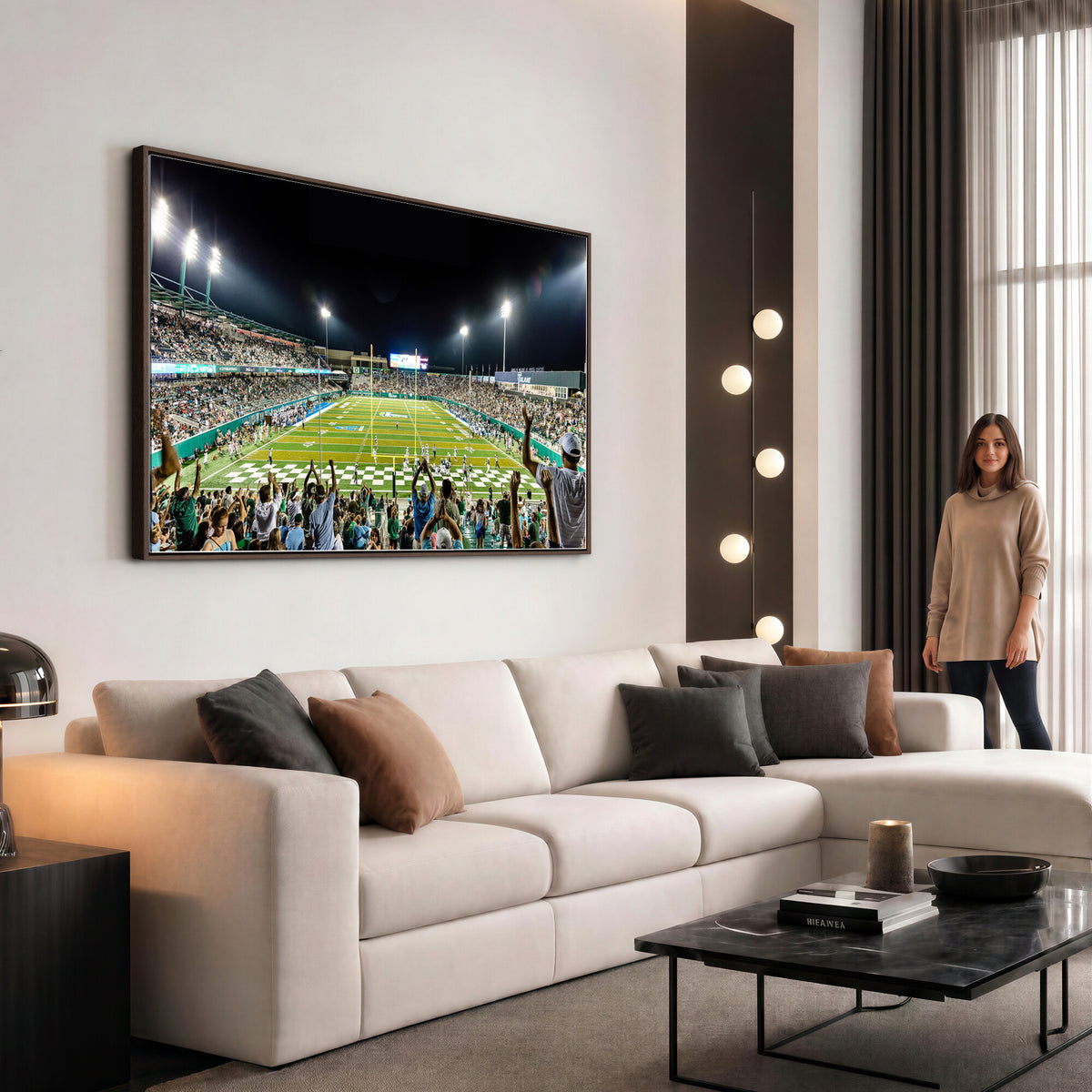 56448-MGV-CV-36X24 - The Tulane University Green Wave Football Team Print, New Orleans Yulman Stadium