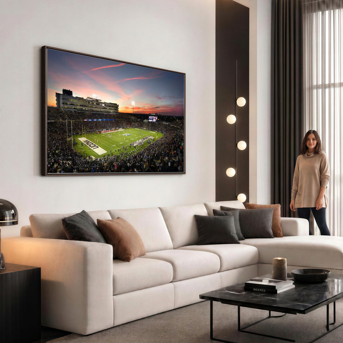 64416-MGV-CV-36X24 - The University of Connecticut UCONN Huskies Football Team Print, Framed and Ready to Hang