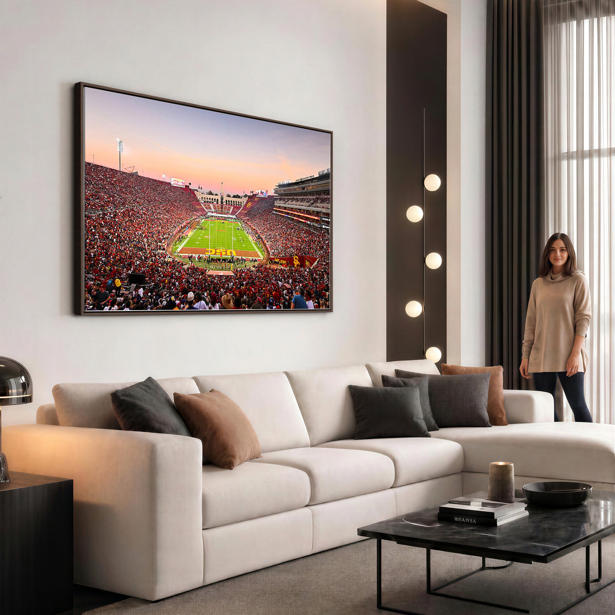 39904-MGV-CV-36X24 - The University of Southern California USC Trojans Football Team Print, Home Bar Wall Decor