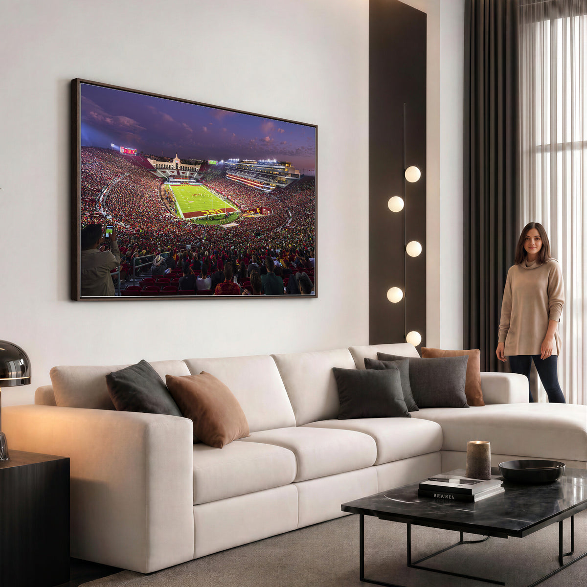 73373-MGV-CV-36X24 - The University of Southern California USC Trojans Football Team Print, Extra Large Game Room Wall Decor