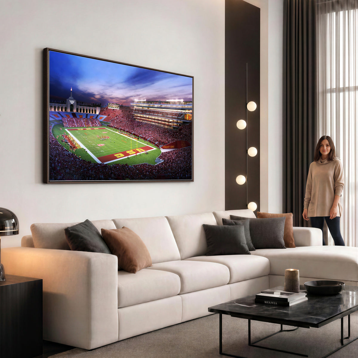 71879-MGV-CV-36X24 - The University of Southern California USC Trojans Football Team Print, Framed and Ready to Hang