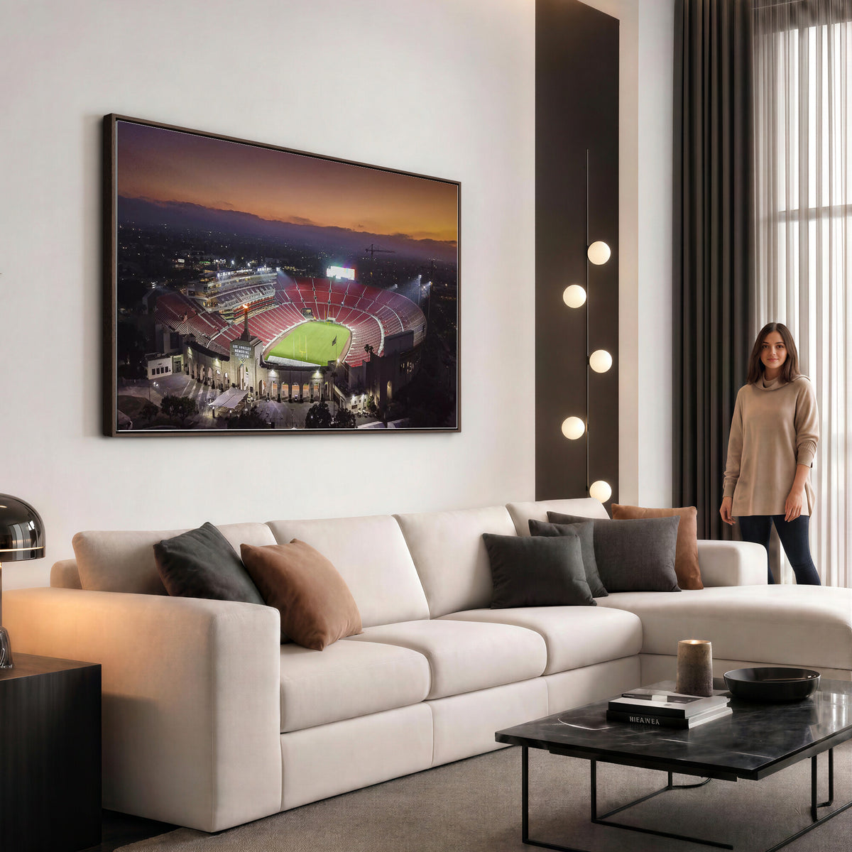 50666-MGV-CV-36X24 - The University of Southern California USC Trojans Football Team Print, Los Angeles Memorial Coliseum