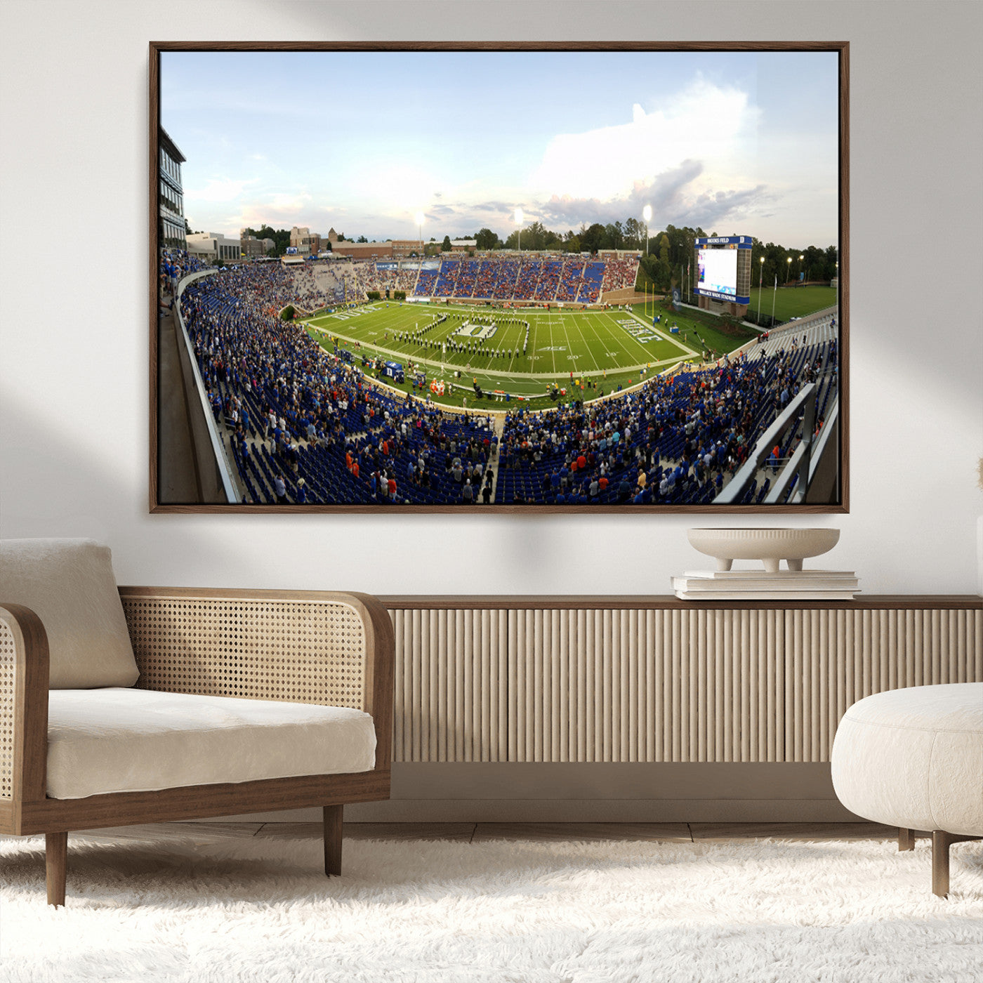 MGV-FC-36X24 - The Duke University Blue Devils Football Team Print - Durham Wallace Wade Stadium Wall Art Canvas