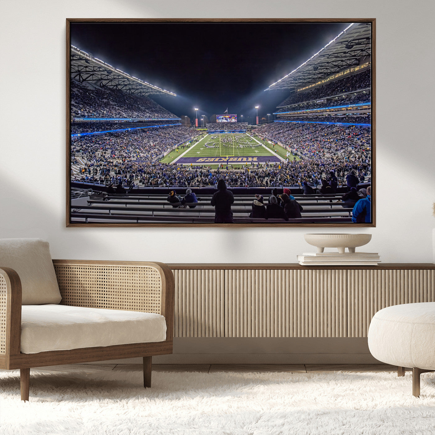 MGV-FC-36X24 - The University of Washington Huskies Football Team Print - Seattle Husky Stadium Wall Art Canvas