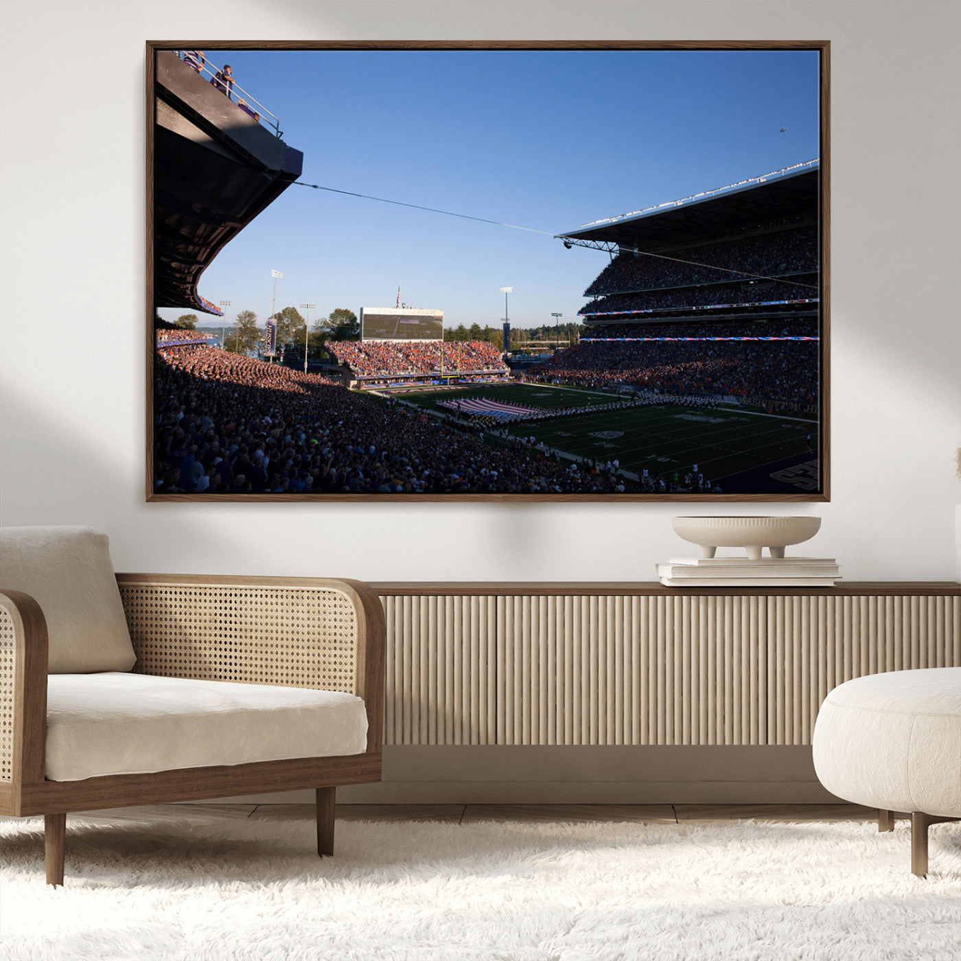 MGV-FC-36X24 - The University of Washington Huskies Football Team Print - Seattle Husky Stadium Wall Art Canvas