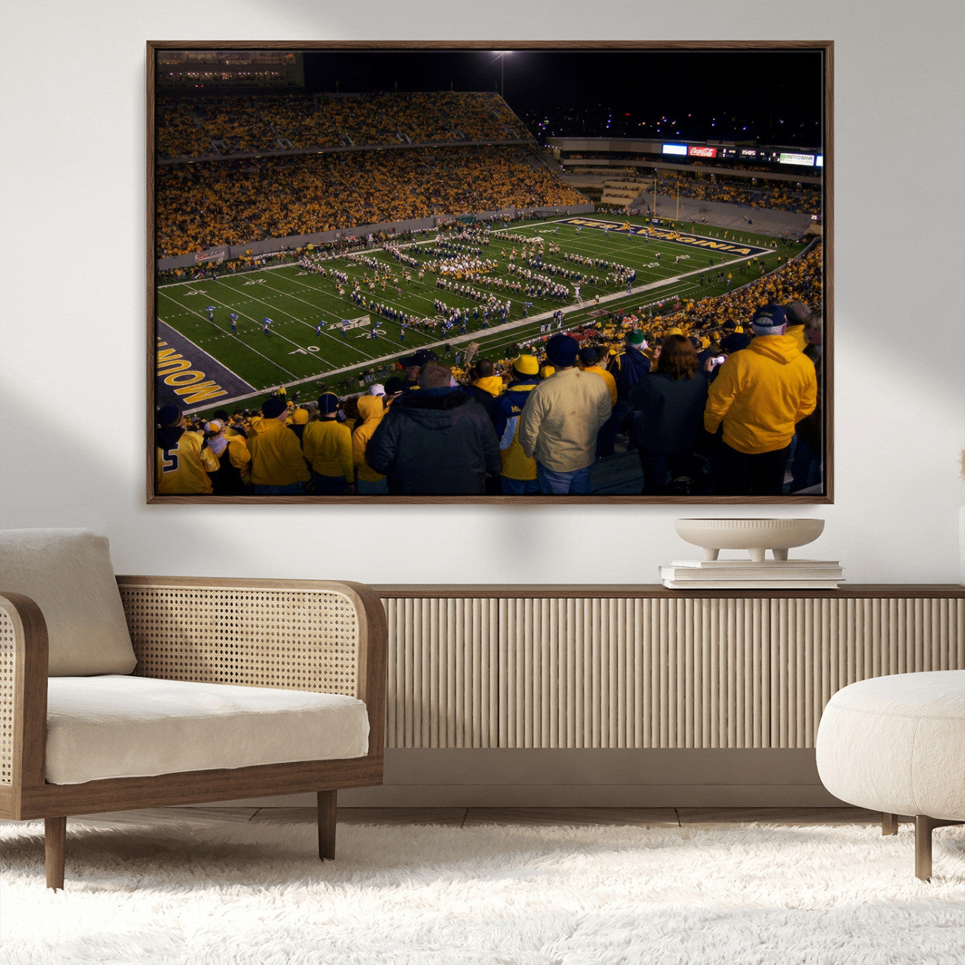 MGV-FC-36X24 - West Virginia Uni Mountaineers Football Team Print - Milan Puskar Stadium Canvas Print Wall Art,