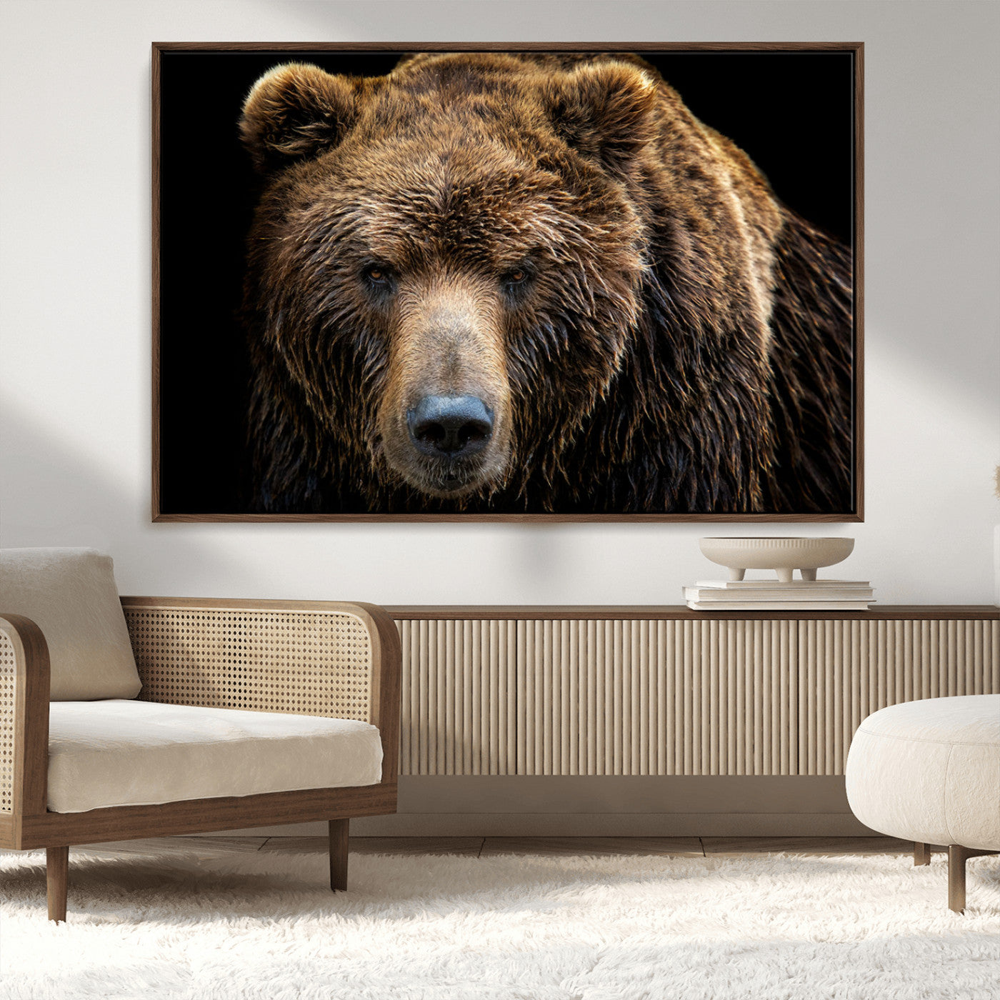 MGV-FC-36X24 - Grizzly Brown Bear Canvas Wall Art, Wildlife Animal Canvas Artwork Bear Print, Bear Wall Art Print,