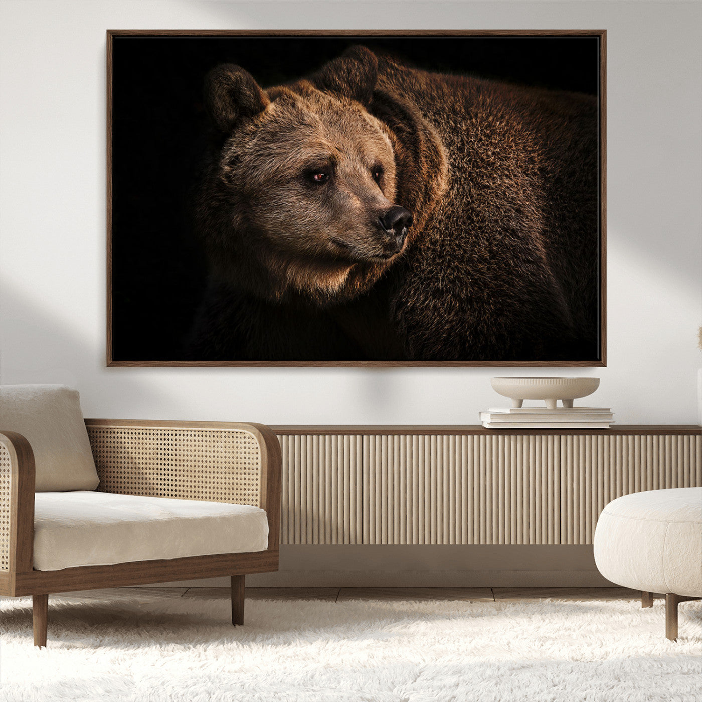 MGV-FC-36X24 - Wild Grizzly 399 Bear Canvas Wall Art Print, Bear Animal Canvas Artwork Print, Black Bear Wall Art