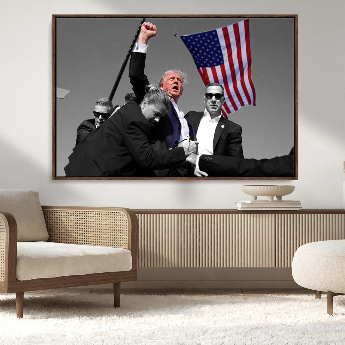 MGV-FC-36X24 - Donald Trump Assassination Attempt Wall Art Print, Trump Historic Footage - Iconic Reaction by Trump