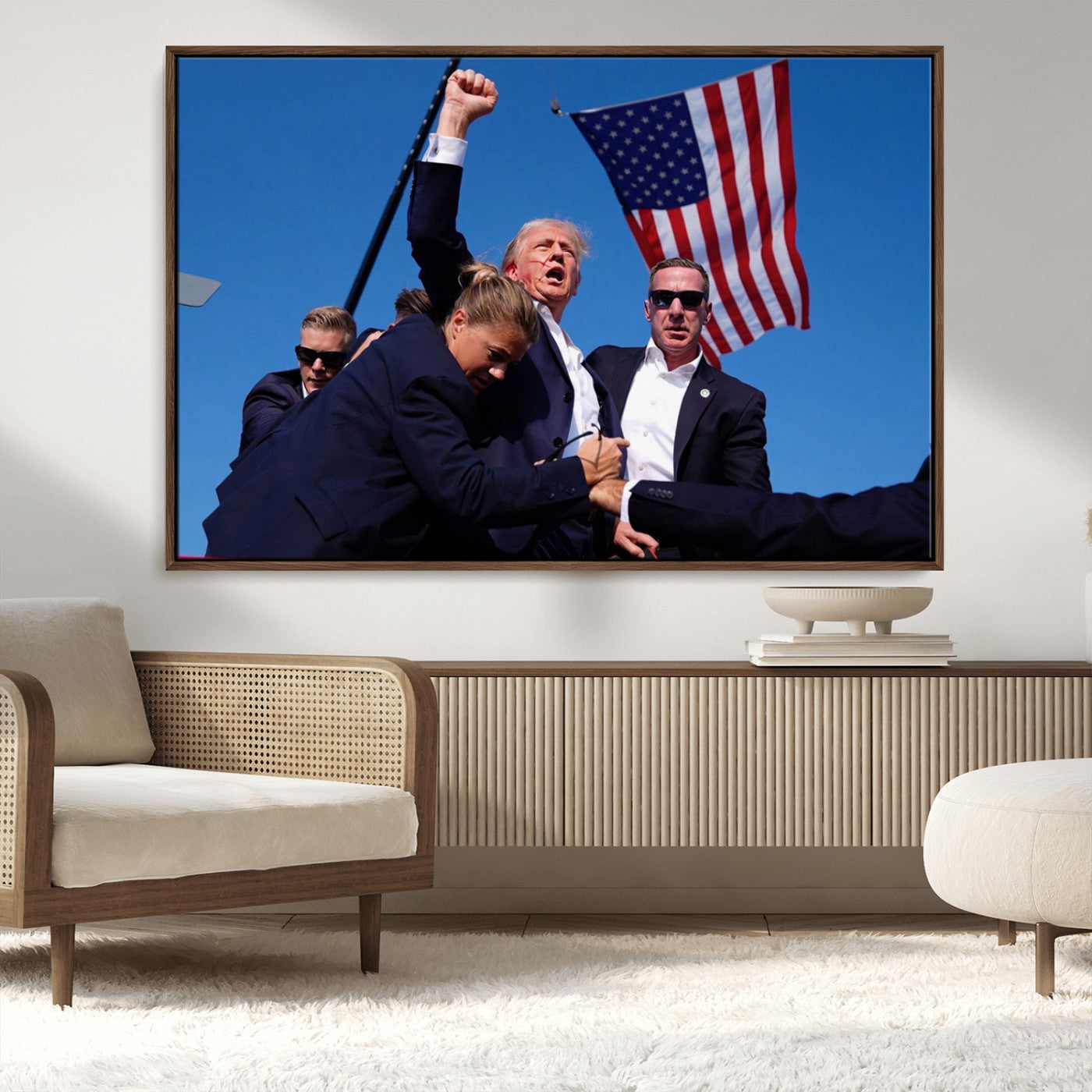 MGV-FC-36X24 - Donald Trump Assassination Attempt Wall Art Print, Trump Historic Footage - Iconic Reaction by Trump