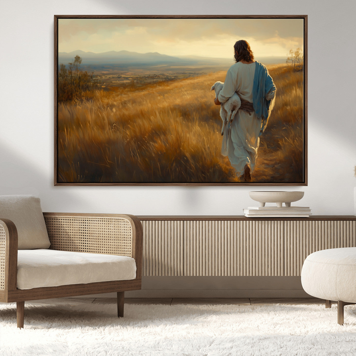 MGV-FC-36X24 - Jesus the Good Shepherd Wall Art Canvas Print - Inspirational Christian Religious Print for Prayer