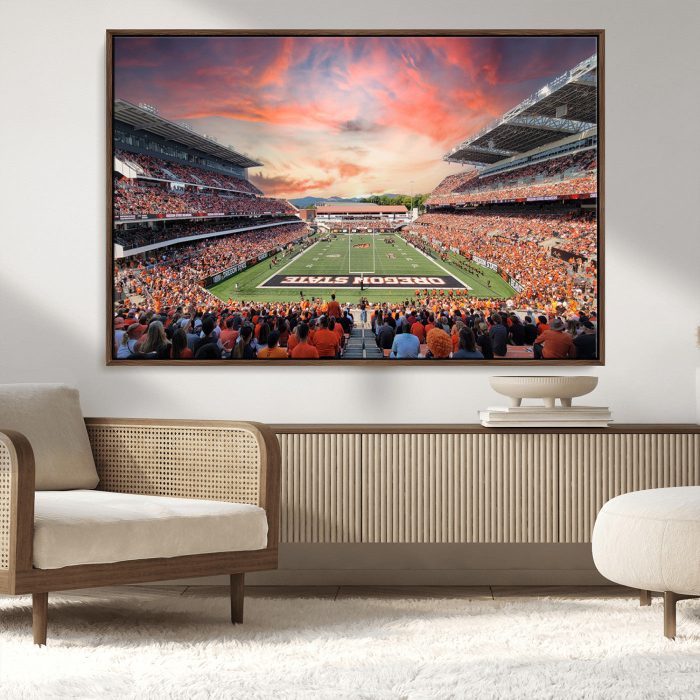 MGV-FC-36X24 - Oregon State Beavers Football Team Print - Corvallis Reser Stadium Wall Art Canvas Print