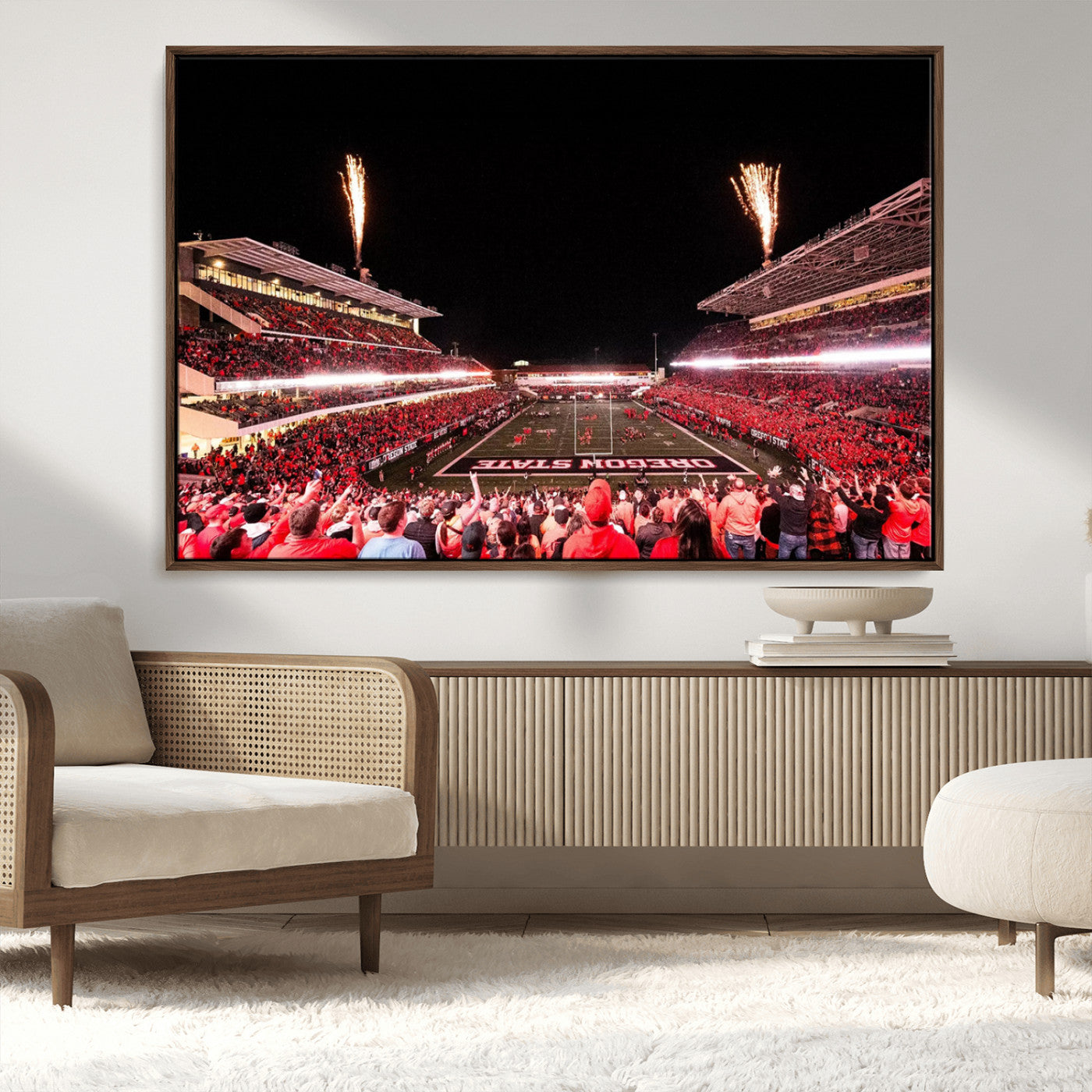 MGV-FC-36X24 - Oregon State Beavers Football Team Print - Corvallis Reser Stadium Wall Art Canvas Print