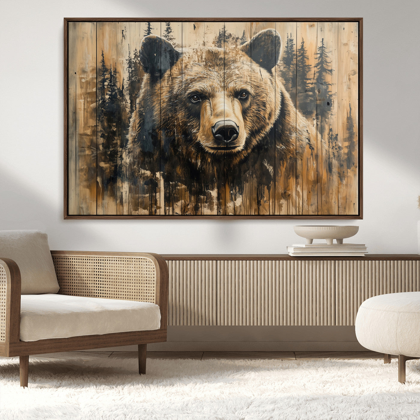 MGV-FC-36X24 - Majestic Grizzly 399 Bear Wall Art | 3-Panel Rustic Canvas Print for Living Room, Office, or Cabin