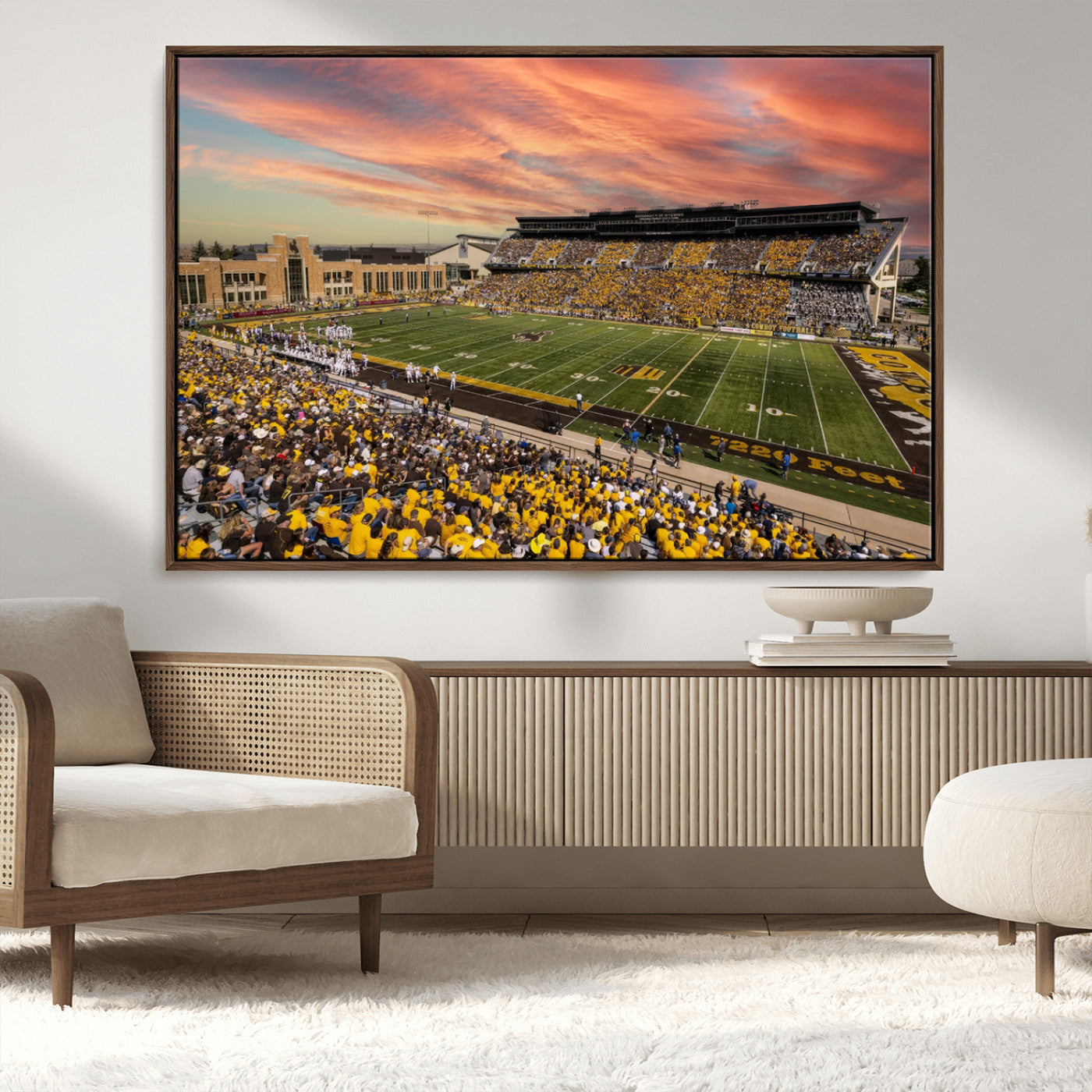 MGV-FC-36X24 - University of Wyoming Cowboys Football Team Print - Laramie Jonah Field War Memorial Stadium Wall