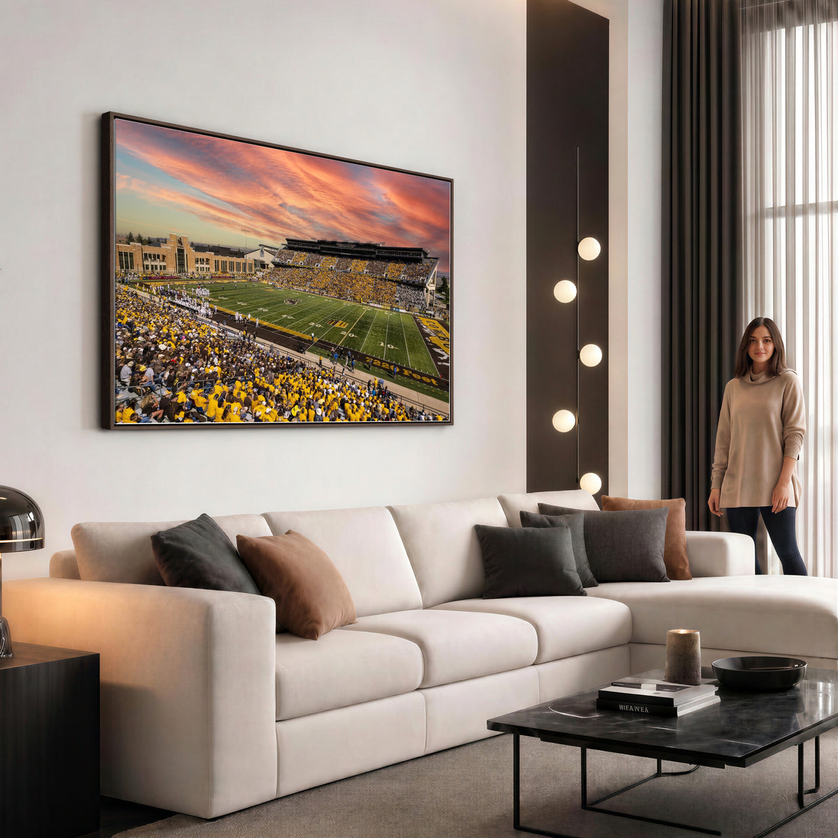 90508-MGV-CV-36X24 - University of Wyoming Cowboys Football Team Print, Laramie, Extra Large Game Room Wall Decor