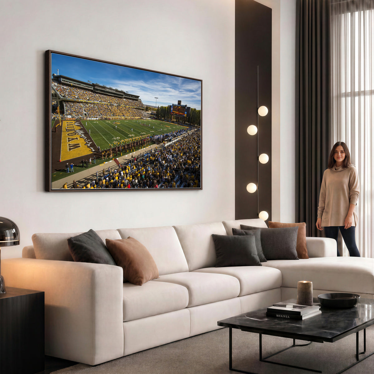 89846-MGV-CV-36X24 - University of Wyoming Cowboys Football Team Print, Laramie, Man Cave Wall Decor